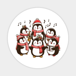 Festive Penguin Carolers Singing Christmas Cute Carols Magnet